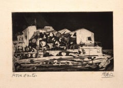Paesaggio - Acquaforte di Miguel Angel Ibartz - Metà del XX secolo