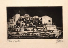 Paysage - Gravure de Miguel Angel Ibartz - Milieu du XXe siècle