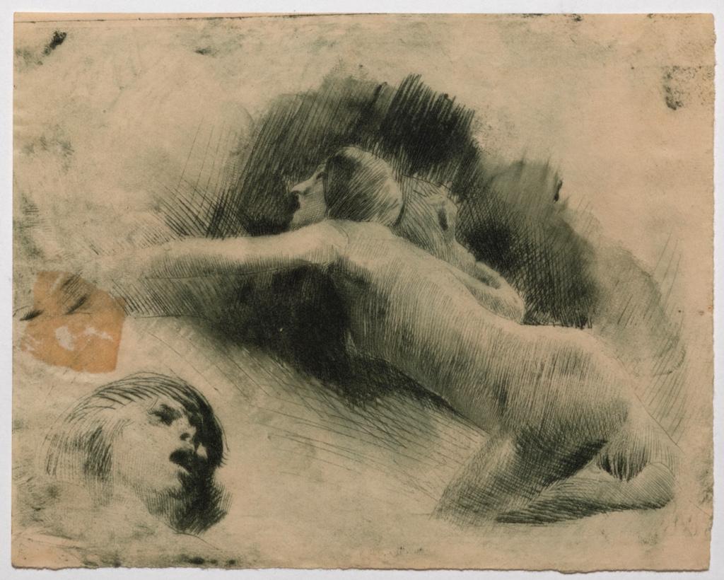 Figure - Original Woodcut on Paper by Adolfo Hireny - Early 20th Century