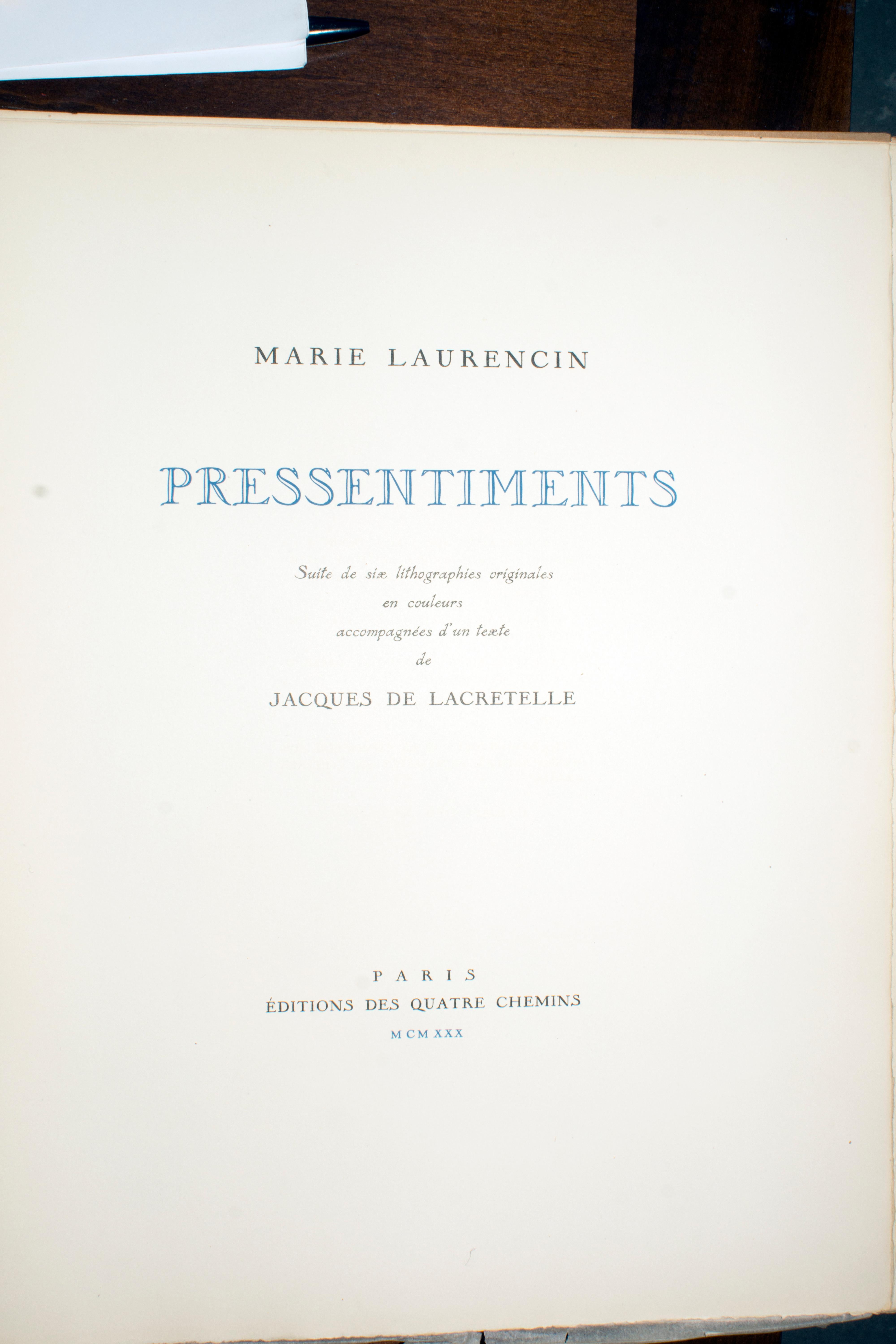 Pressentiments - Rare Illustrated Book by Marie Laurencin - 1930s For Sale 3