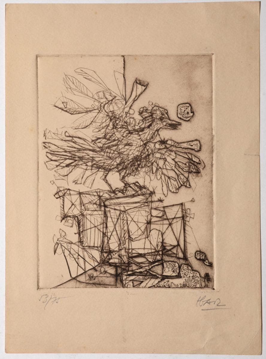 El Pájaro es una obra de arte contemporáneo original realizada por Miguel Angel Ibarz (Barcelona, 1958).

Grabado original sobre papel. 

Firmado a mano  y numerada, edición 13/75.

Buen estado, salvo algunas manchas y rasgaduras en el margen