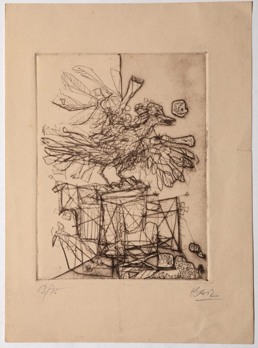 The Bird - Etching on Paper by Miguel Angel Ibartz - Mid-20th Century