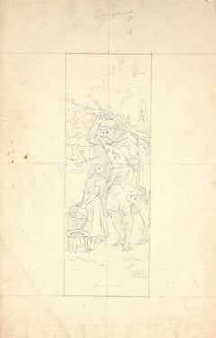 Household - Original Pencil on Paper - Early 20th Century
