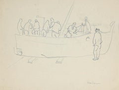Boatmen - Original Pencil on Paper by Herta Hausmann - 1950 ca.