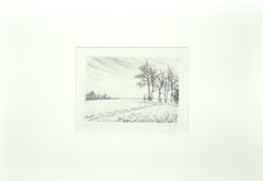 Landscape - Original Etching on Paper by Andre Roland Brudieux - 1970s