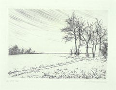 Landscape - Original Etching on Paper by Andre Roland Brudieux - 1970s
