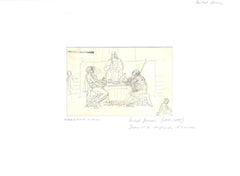 Scena religiosa - Matita originale su carta di Michel Dumas - XIX secolo