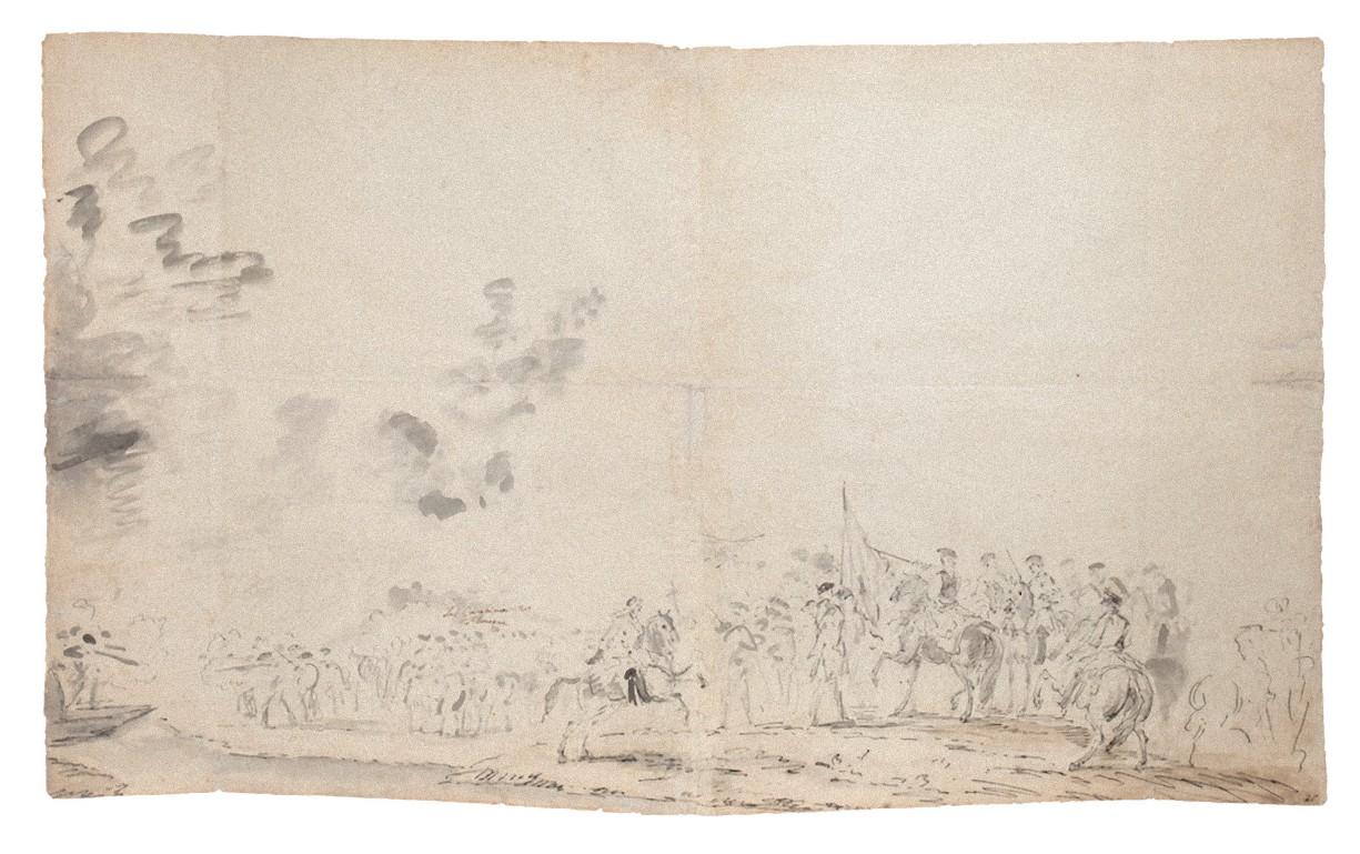 Landschaftslandschaft – Bleistift auf Papier von J. P. Verdussen – 18. Jahrhundert