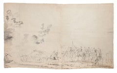 Paisaje - Lápiz sobre papel de J. P. Verdussen - Siglo XVIII