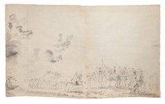 Paysage - Crayon sur papier de J. P. Verdussen - 18ème siècle