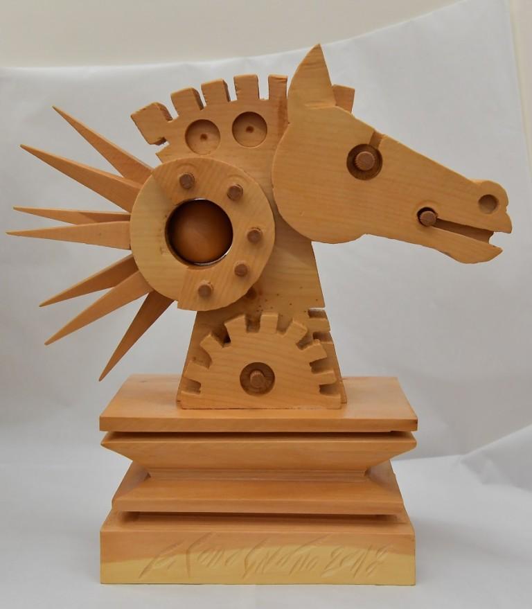 Horse is an original decorative object realized in the 2010s by Ferdinando Codognotto.

Original wood sculpture realized in swiss pine  expertly carved in the shape of an horse's head.

Carved signature and title 