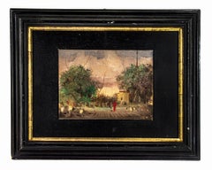 Landschaft - Original Öl auf Leinwand von Pietro Annigoni - Mitte des 20