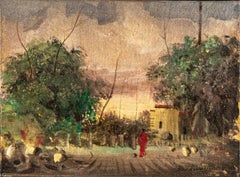 Landschaft - Original Öl auf Leinwand von Pietro Annigoni - Mitte des 20