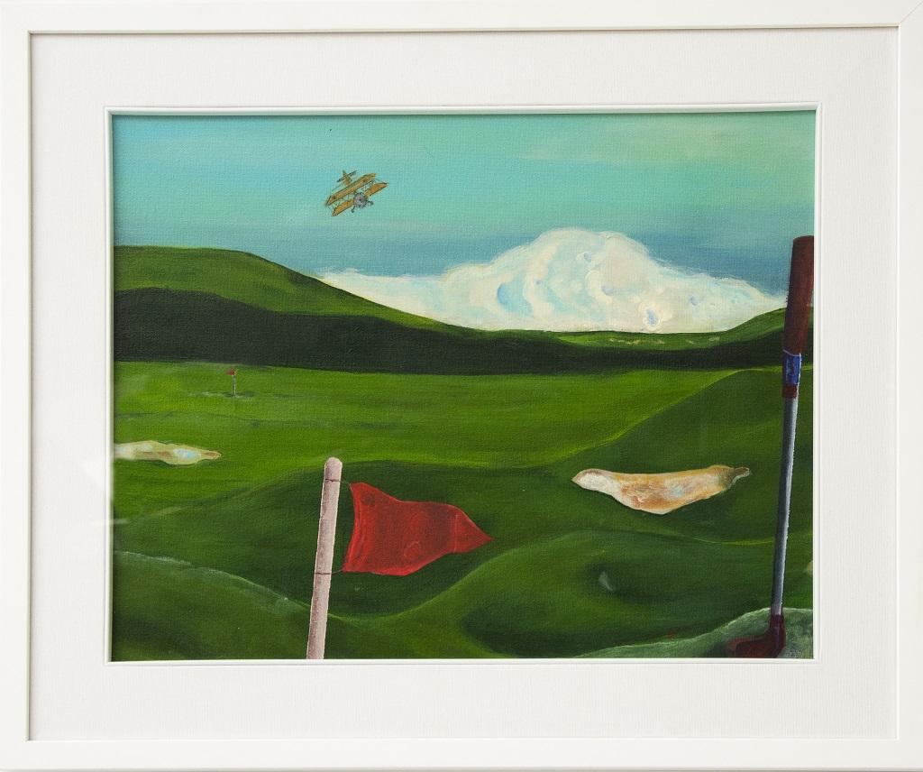Mirtilla Durante Figurative Painting – Golfschläger – Öl auf Leinwand von Mirtilla During  - 2020