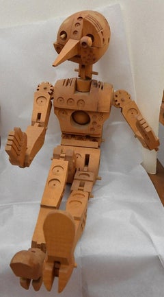 Technological Pinocchio - Wooden Sculpture by F. Codognotto - 2007/2008