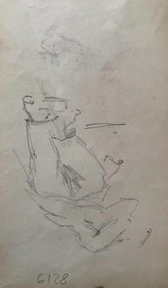 Military in Uniform - Original Pencil Drawing - 19th Century