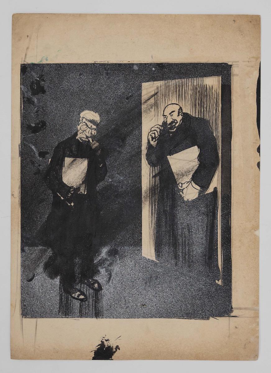 Gabriele Galantara Figurative Art – Giolitti allo Specchio - Original China Tinte/ Aquarell von G. Galantara - 1910