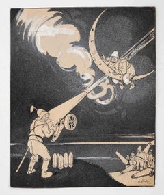Shoot Missiles - Original Ink/ Watercolor by G. Galantara - 1910s