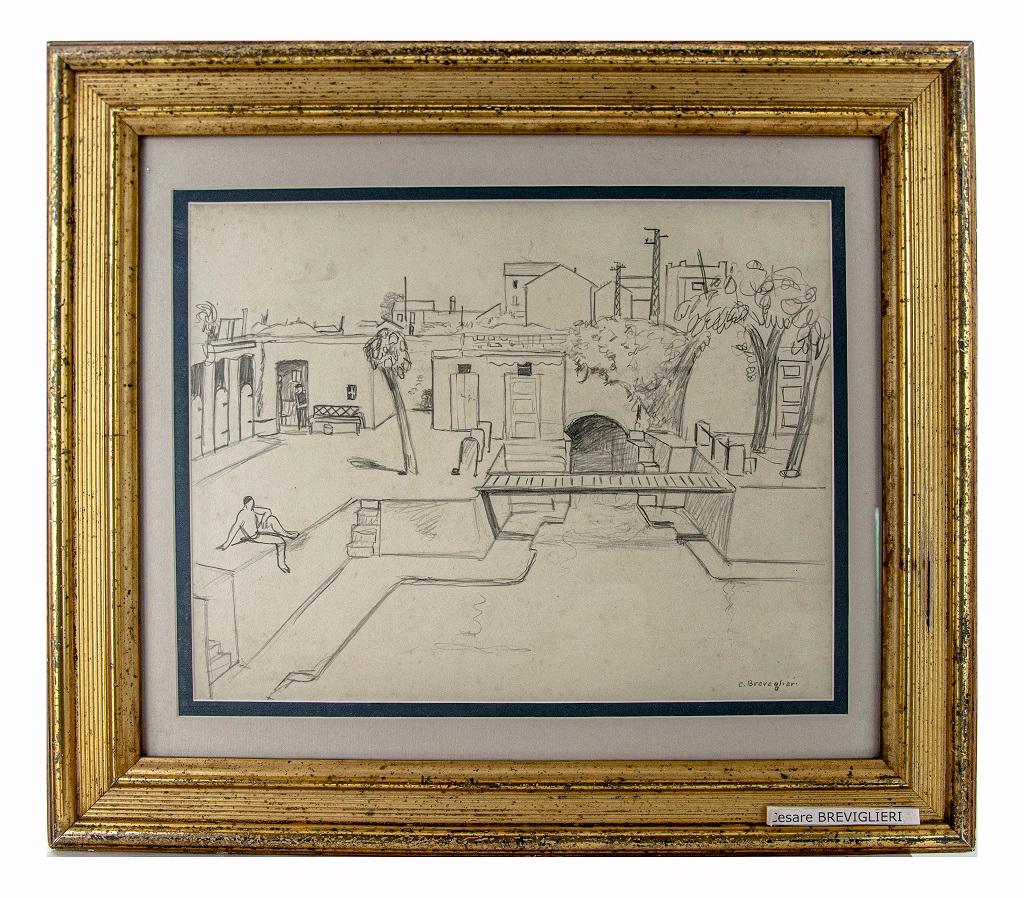 La piscina Gorla es una obra de arte original realizada en los años 30 por Cesare Breviglieri. 

Dibujo a lápiz en blanco y negro. Firmado a mano en el margen inferior derecho.

La obra representa un barrio de Milán, Italia. 

Buenas condiciones 