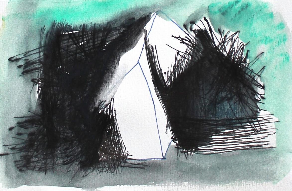 Coppia di Casematte - Original Mixed Media on Paper by Caterina Pini - 2018 For Sale 1
