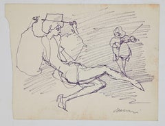 The Spanish Girl - Original Pastels Drawing on Paper by Mino Maccari - 1960s