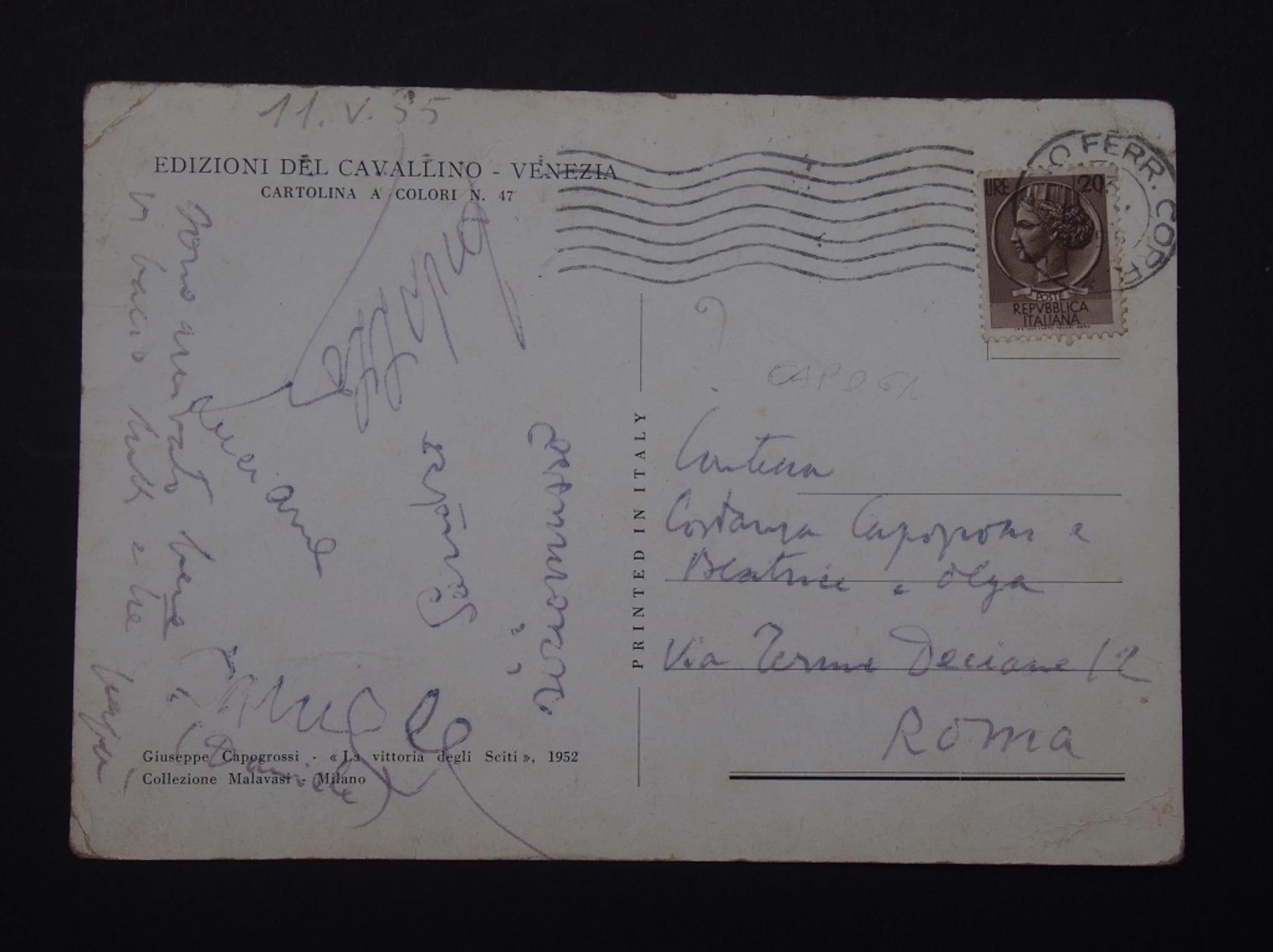 Autograph Postcard Signed by Giuseppe Santomaso - 1955 For Sale 1