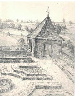 Maison Forte Cheyrac -  Pencil Drawing by A. R. Brudieux - 1960s