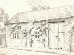 House - Barbarroux - Original Pencil Drawing by A. R. Brudieux - 1960s