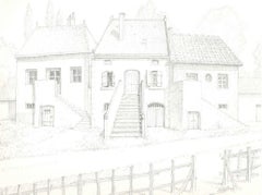 Vintage Château-Guillaume - Original Pencil Drawing by A. R. Brudieux - 1960s