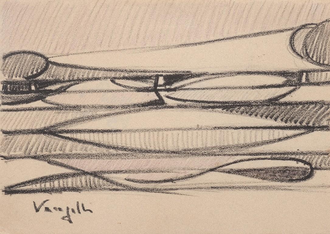 Abstract Sketch is an original artwork realized by Antonio Vangelli in 1944. 

Original pencil drawing on paper.

With the dedication of the artist on the rear and date.

Hand-signed on the lower left. 

Good conditions. 

Abstract composition
