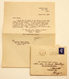 Vintage Letter by Hilaire Belloc to Countess Pecci Blunt - 1937