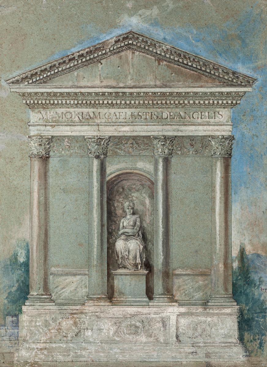 Unknown Figurative Art - Neoclassical Architecture -  Ink, Pastel and Watercolor - 19th Century