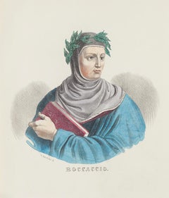Portrait of Giovanni Boccaccio - Original Lithograph by Dolfino - 19th Century