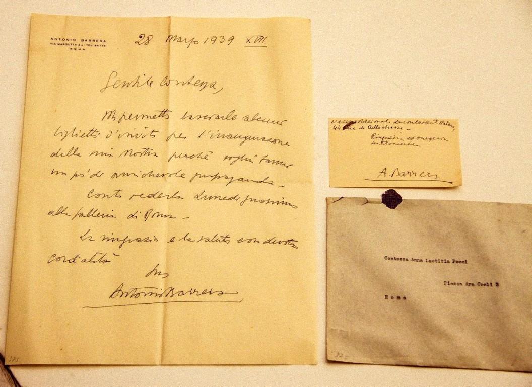 Letter with Business Card by the painter Antonio Barrera - Mid-20th Century