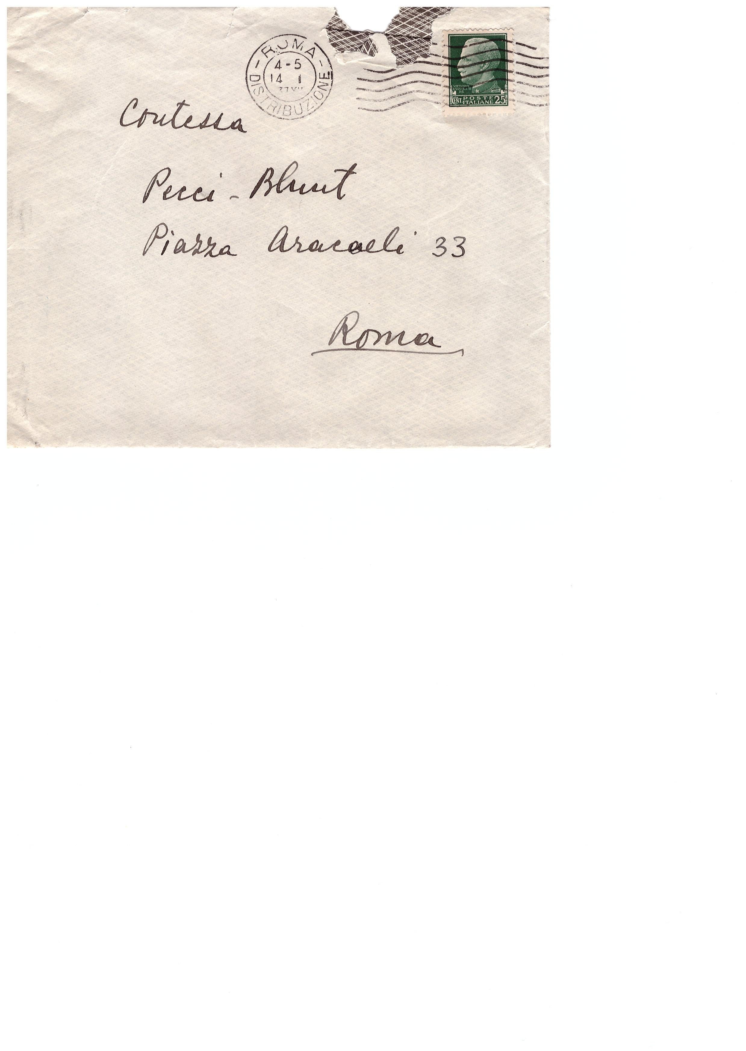 Letters de Milena Barilli à la comtesse Pecci Blunt - 1943/1937 en vente 6