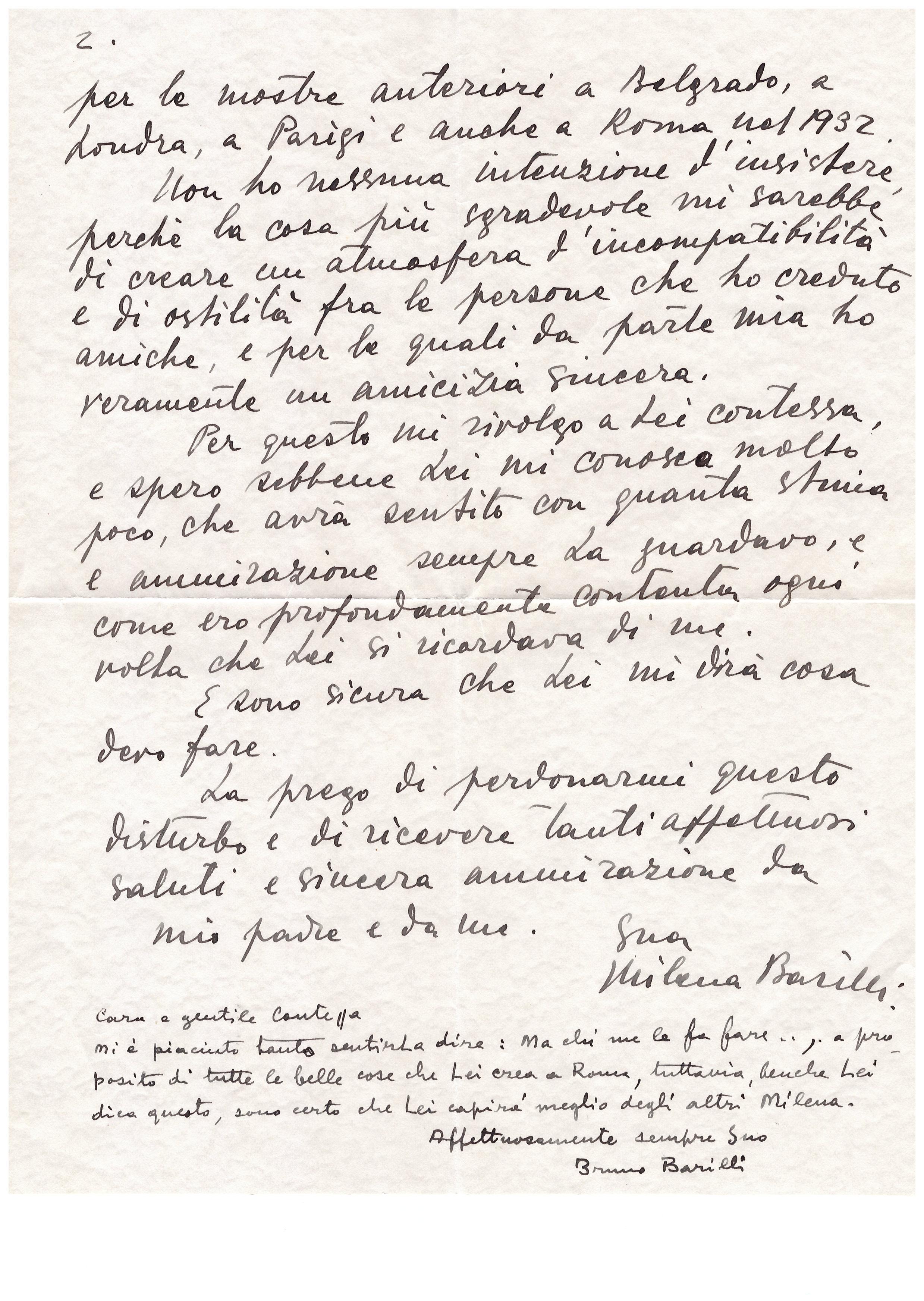 Letters de Milena Barilli à la comtesse Pecci Blunt - 1943/1937 en vente 4