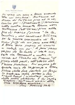 Correspondence by Romolo Valli - 1960s