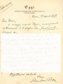 Letter from Sandro Volta to Mino Maccari - 1939