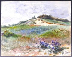 Paysage de Colline - Original Watercolor by Louis Adolphe Charle Crespin