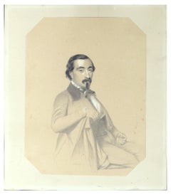 Retrato de hombre - Dibujo de Antoine Alphonse Montfort - Siglo XIX