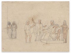 Figures - dessin original de Georges Antoine Rochegrosse - début du XXe siècle