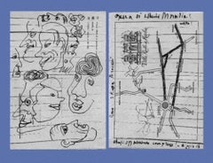 Ticket Map - Letters with sketches by Alberto Moravia - 1956