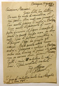 Thank You Letter by Giorgio Morandi to Mino Maccari - 1949