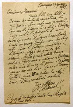 Lettre de remerciement de Giorgio Morandi à Mino Maccari - 1949