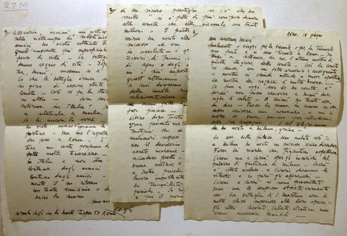 Letter by Corrado Cagli to the Countess Pecci Blunt - Mid-20th Century