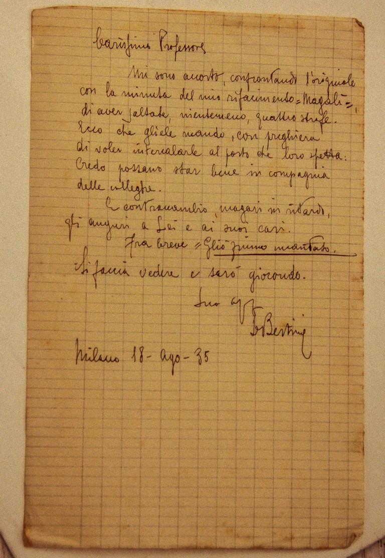 In dem Brief schreibt Bertini an seinen Freund über sein Gedicht "Magali" und lässt ihn grüßen.