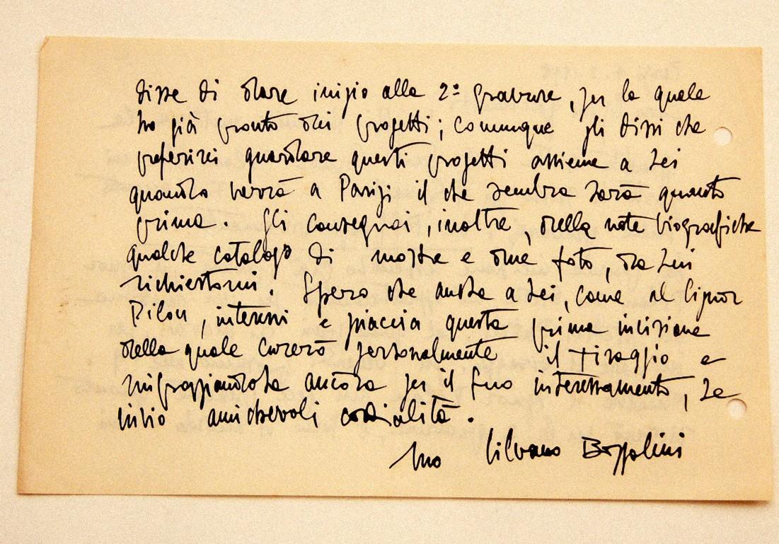 Letter by Silvano Bozzolini - 1958 For Sale 1