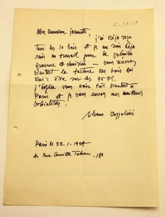 Lettre de Silvano Bozzolini à Nesto Jacometti - 1958