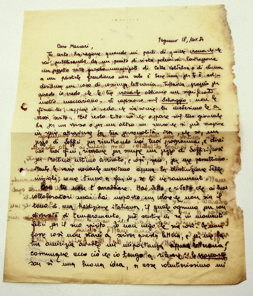 Lettre d' Arrigo Benedetti à Mino Maccari - 1934 en vente 1