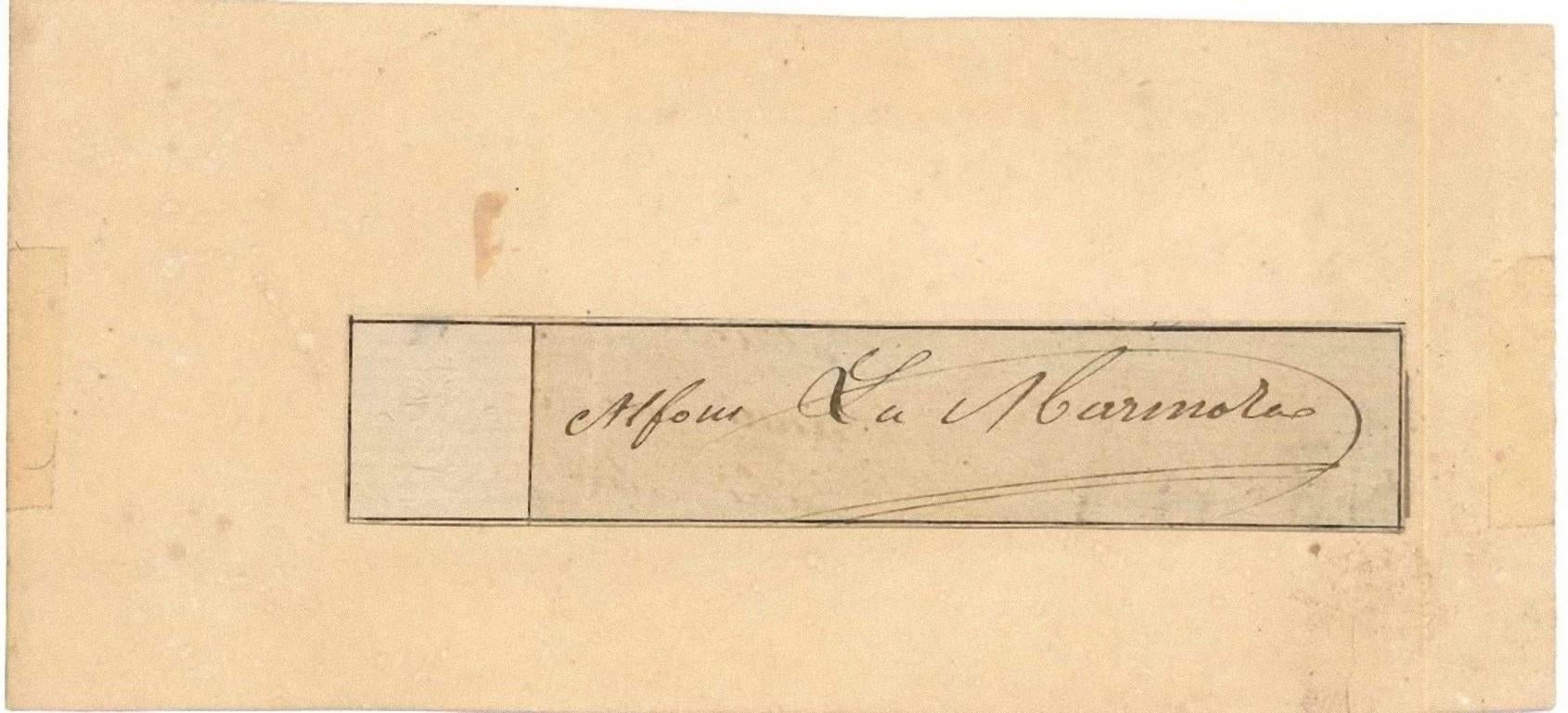 Card signed by Alfonso la Marmora. (20x9 cm). Perfect conditions.

Collaborator of the King of Sardinia, Carlo Alberto, fought in the First Independence War (1848-1849). Named several times as minister of war, between 1849 and 1857 radically